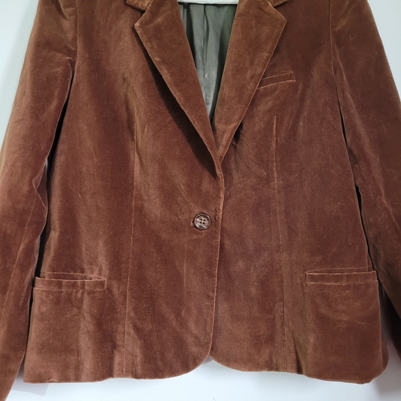 Vintage Silver Unicorn Burnt Orange/Brown Faux Suede Women’s Blazer Sz 13 Button - Picture 14 of 16